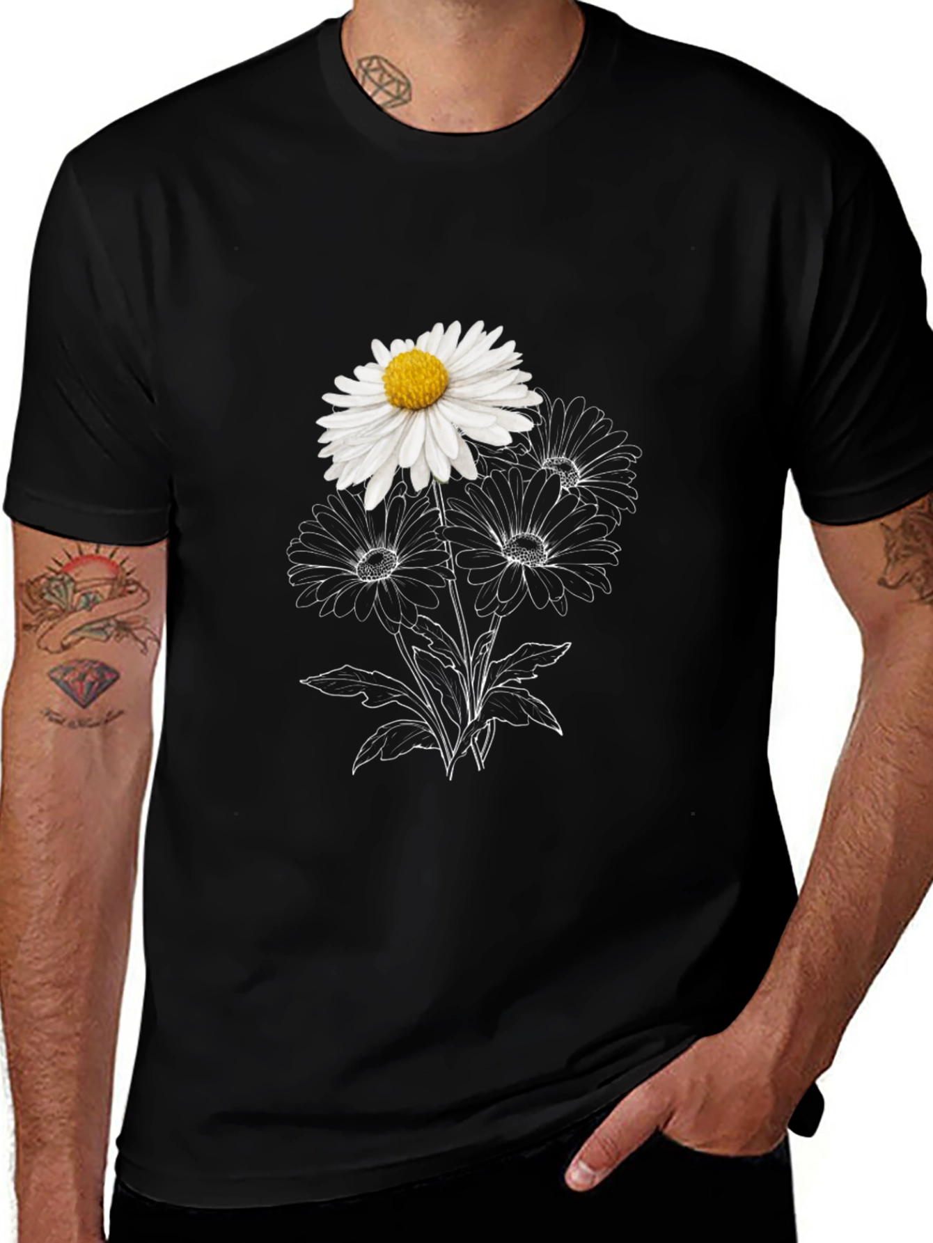 Variant 9 of Daisy Graphic Black T-Shirt