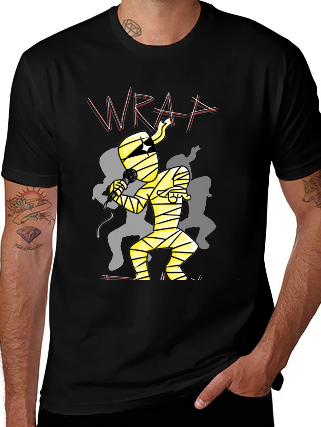 Variant 20 of Mummy Rapper Graphic Tee - Black Cotton T-Shirt