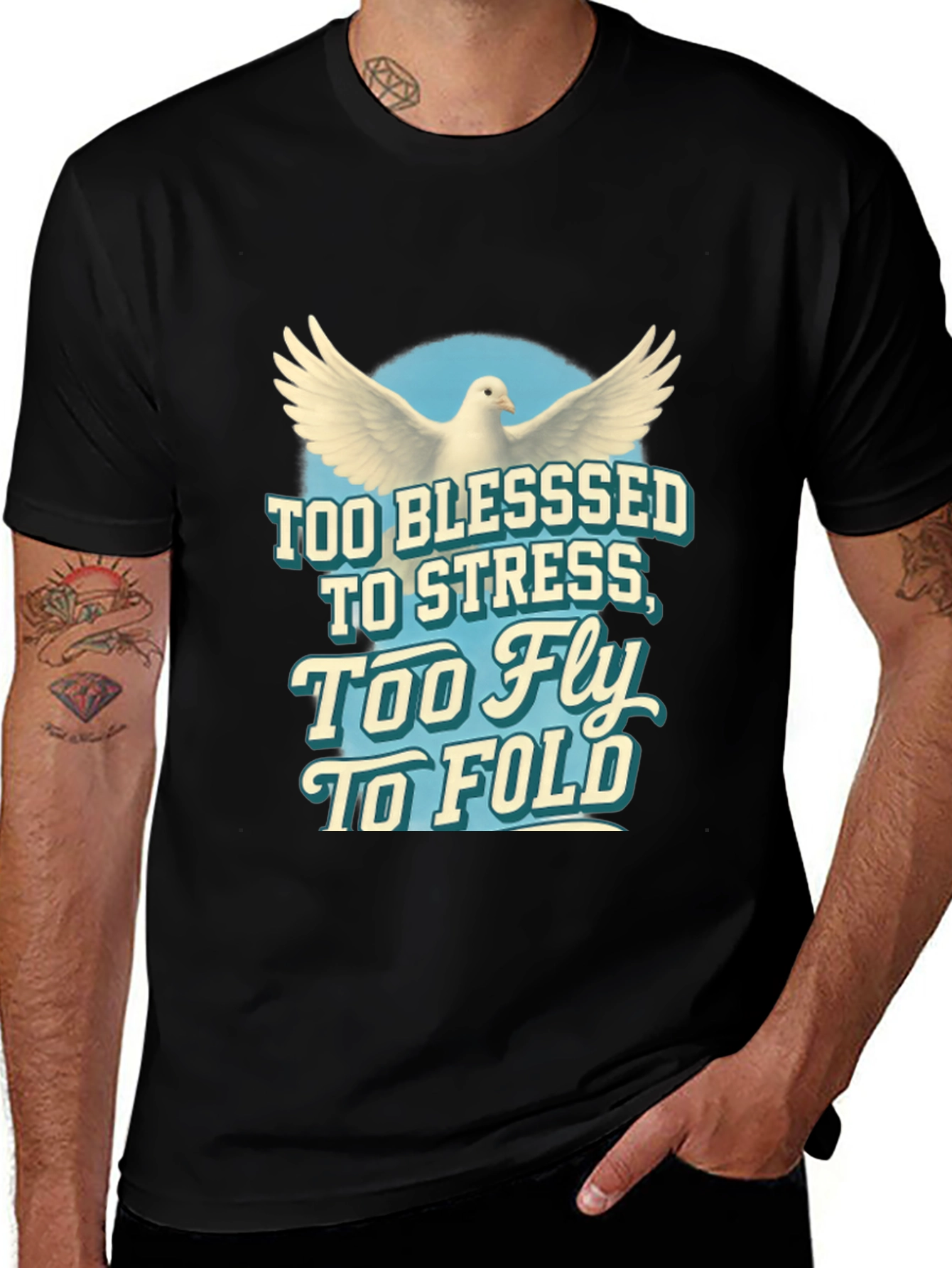 Variant 3 of Blessed Dove Graphic Tee - Soft Black Cotton T-Shirt