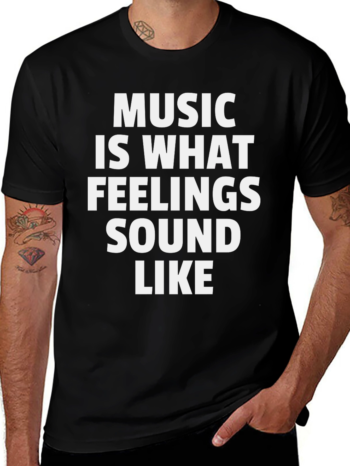 Variant 3 of Music Is What Feelings Sound Like - Black T-Shirt