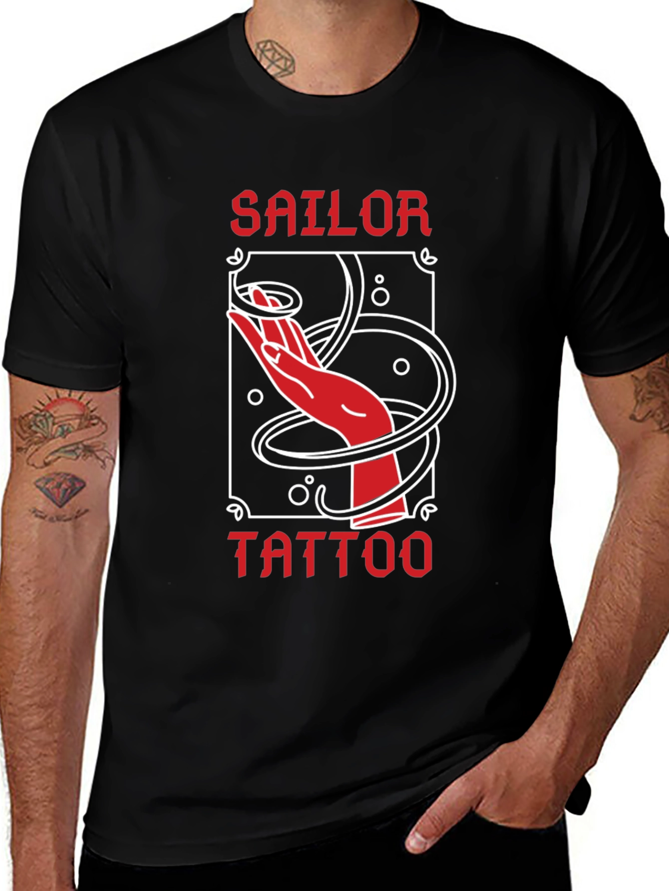Sailor Tattoo Graphic T-Shirt - Red Hand Design