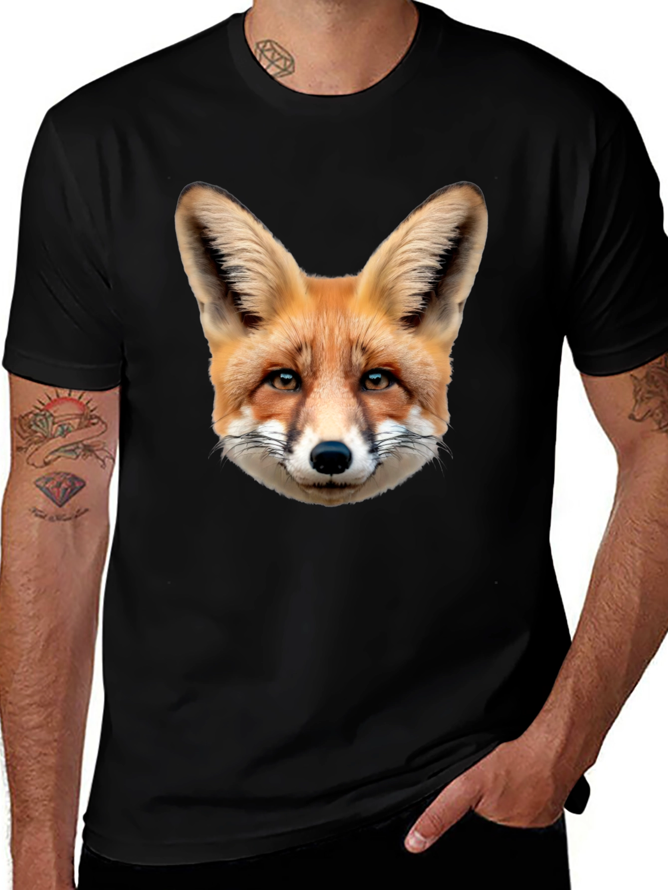 Variant 4 of Fox Head Graphic T-Shirt - Unisex Black Tee
