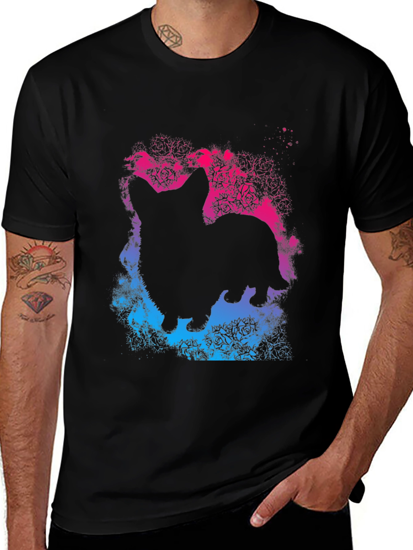 Variant 14 of Corgi Silhouette Rose T-Shirt