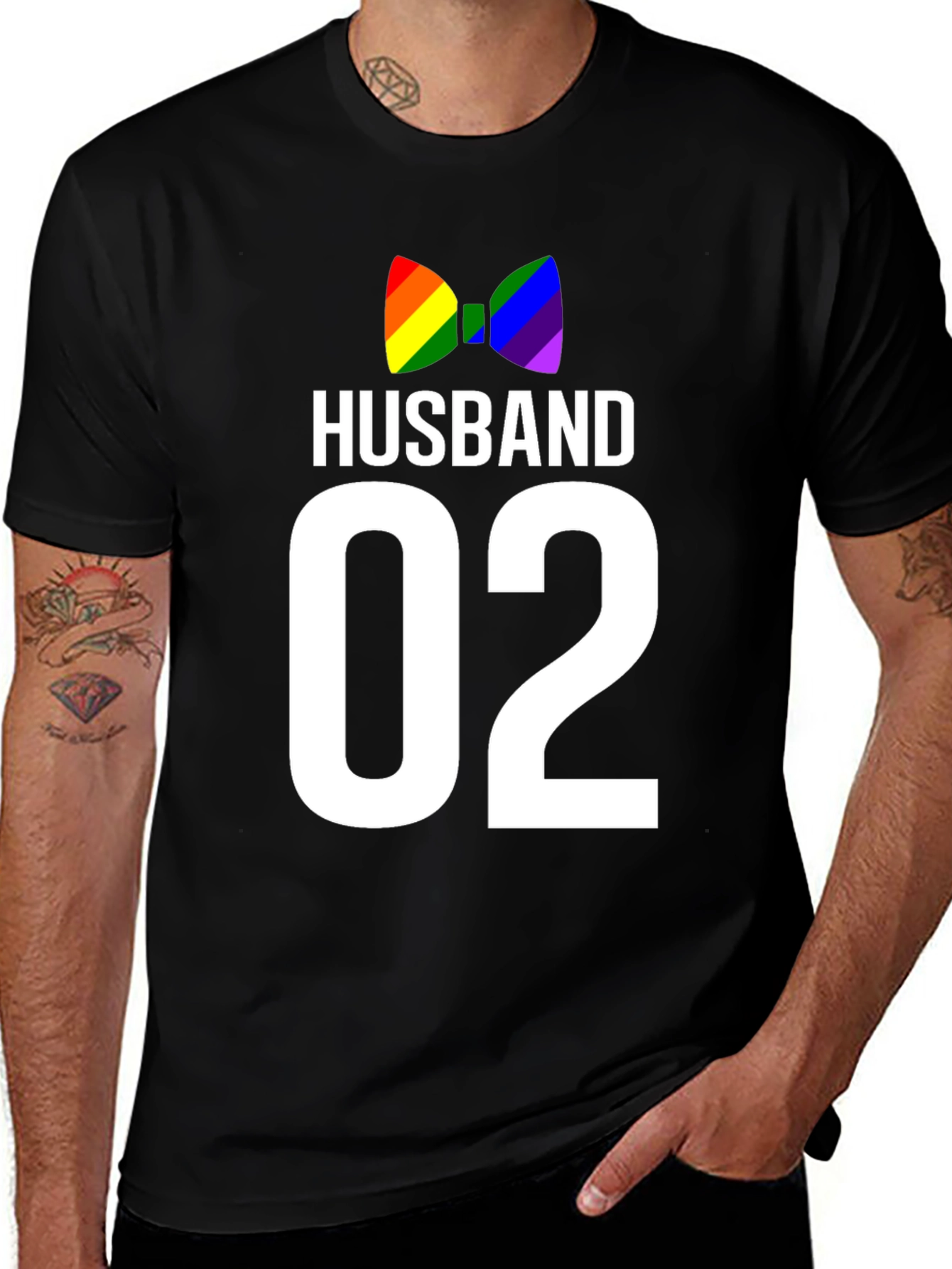 Variant 28 of Husband 02 LGBT Pride Bow Tie Graphic Tee