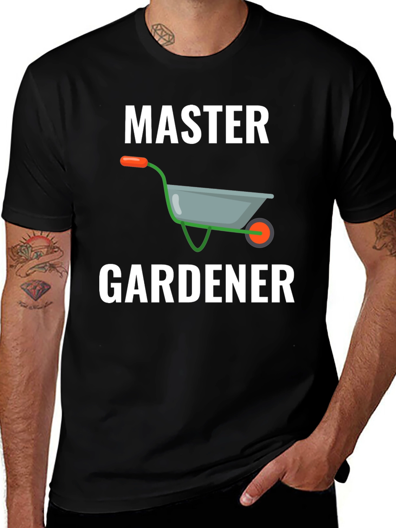 Black Master Gardener Graphic Tee - Wheelbarrow Design main image