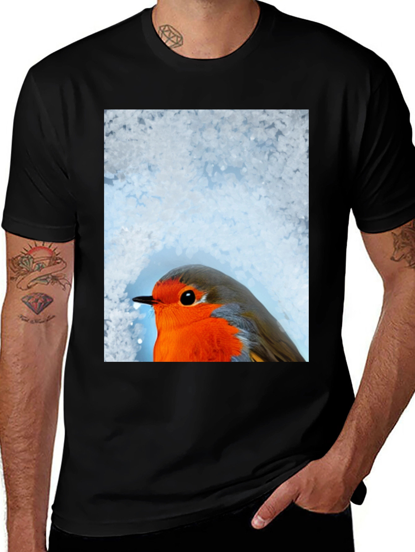 Variant 2 of Robin Bird Graphic Tee - Winter Design