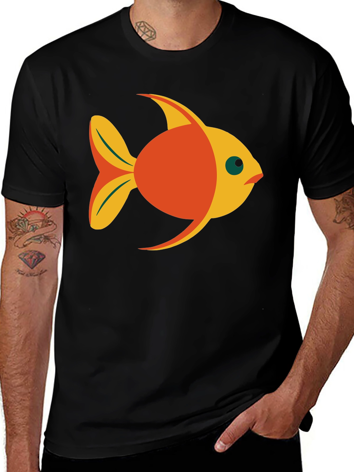 Black Fish Graphic Black T-Shirt - Fun Casual Wear main image