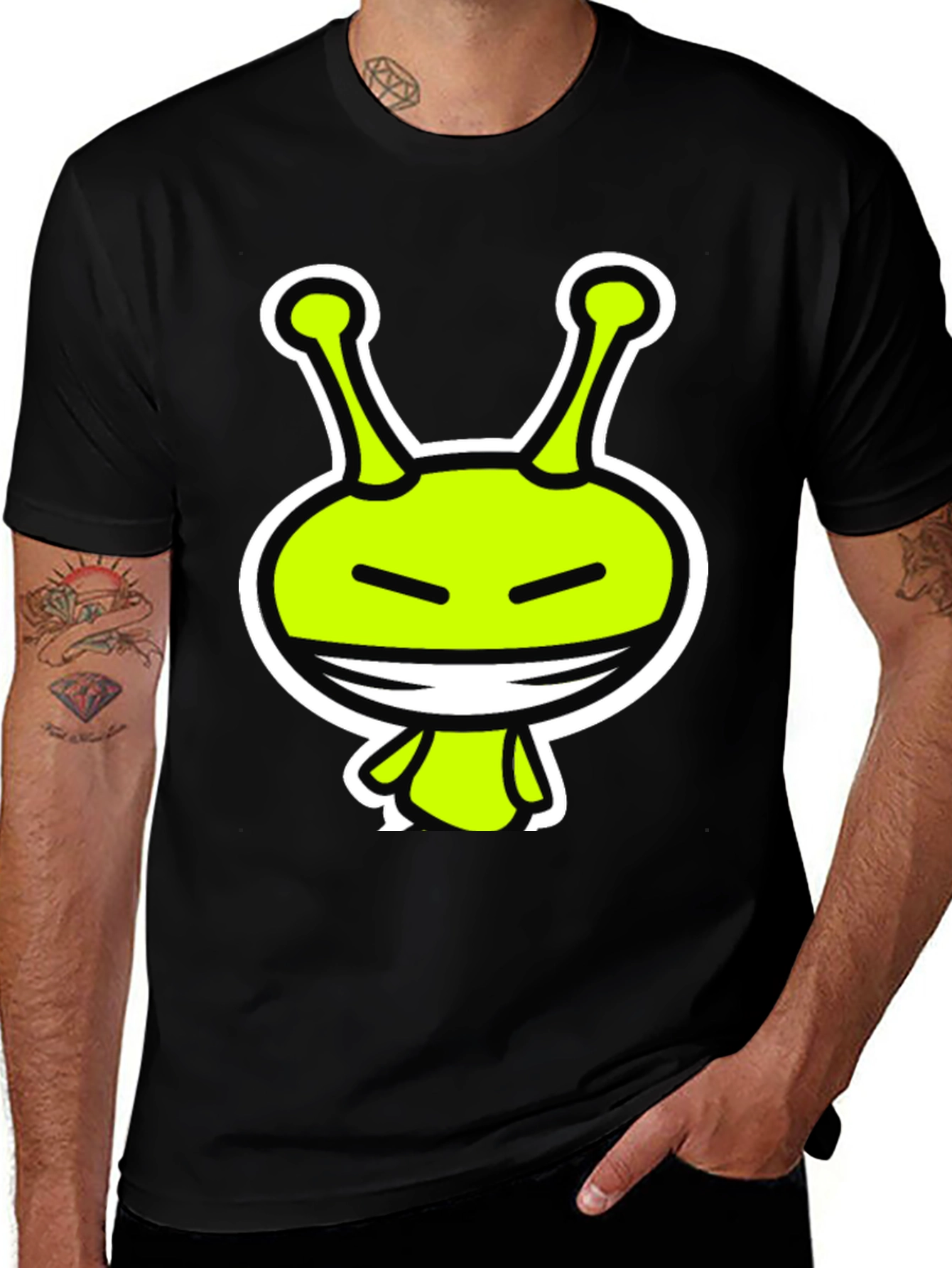 Variant 15 of Alien Graphic Tee - Black Crewneck T-Shirt