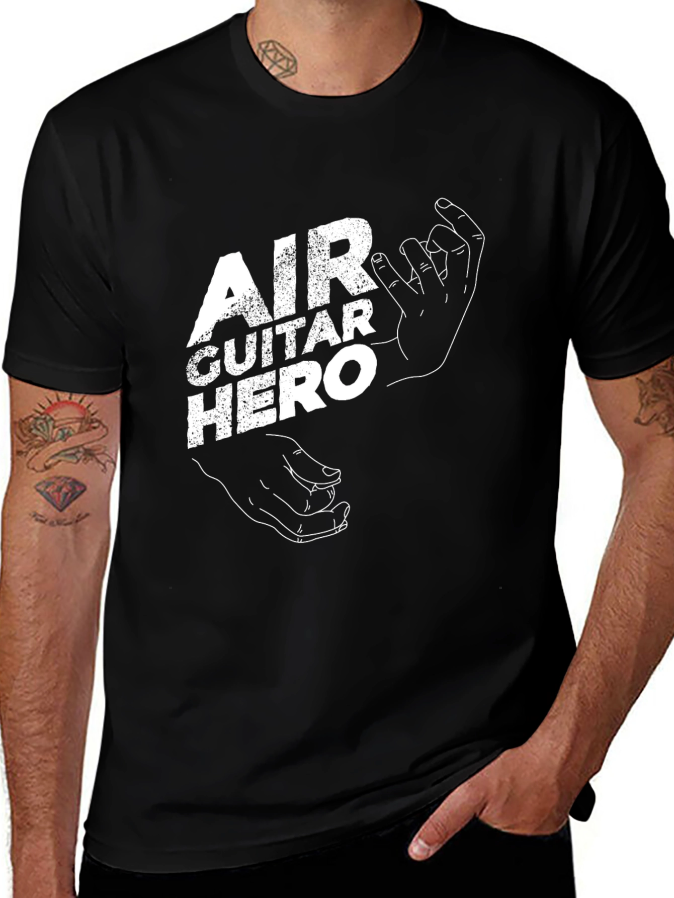 Variant 12 of Air Guitar Hero Black Graphic Tee