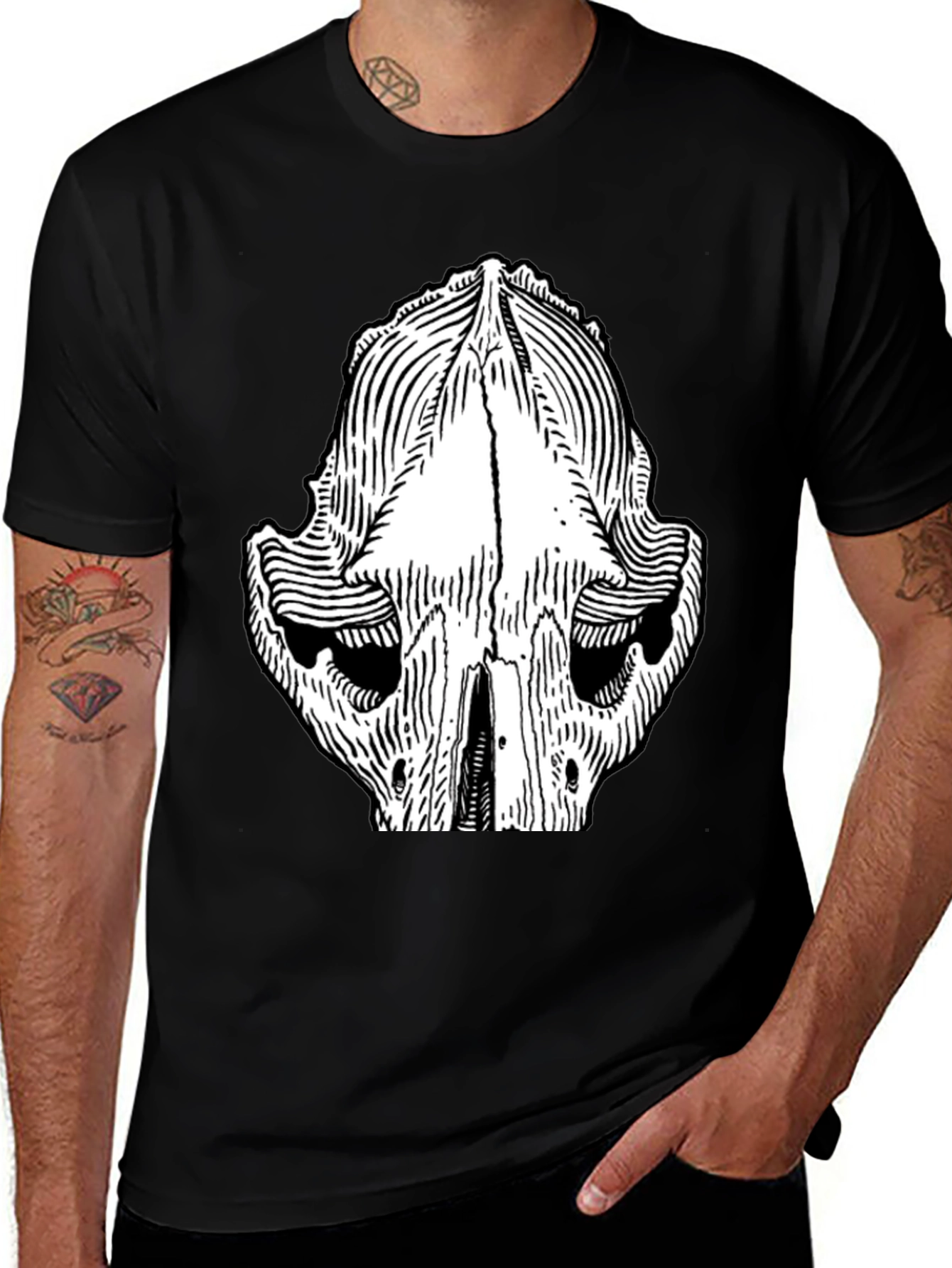 Variant 26 of Skull Graphic Print Black T-Shirt
