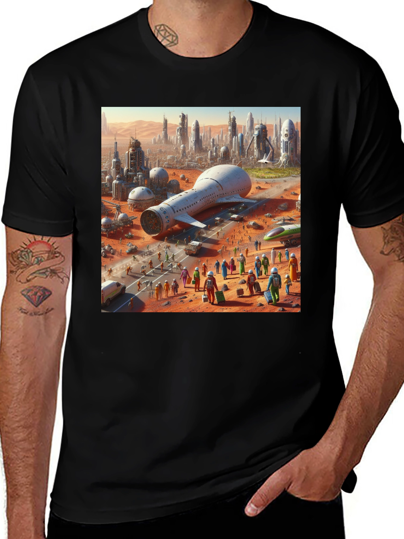 Variant 28 of Futuristic Mars City Graphic T-Shirt