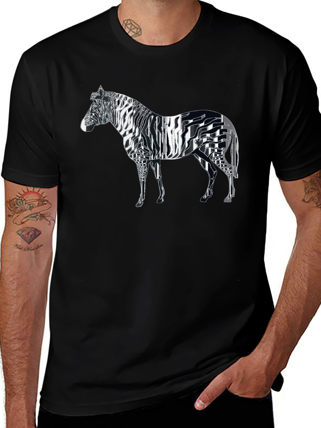 Variant 28 of Abstract Zebra Graphic Tee - Stylish Black T-Shirt