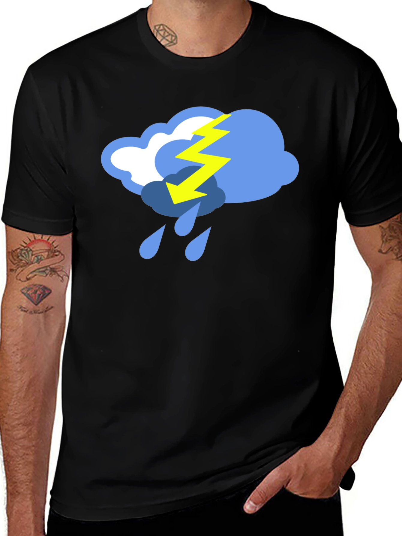 Variant 11 of Stormy Weather Graphic Tee - Black Cotton T-Shirt