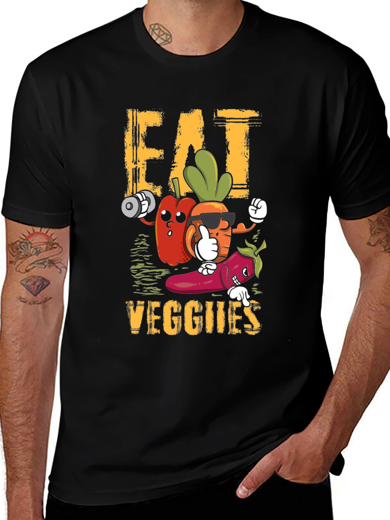 Eat Veggies T-Shirt - Cartoon Veggie Characters