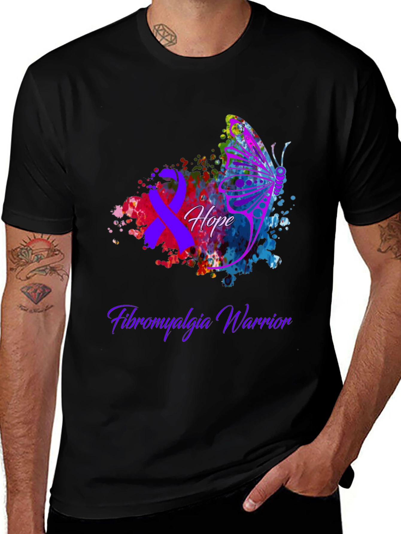 Fibromyalgia Warrior Hope Butterfly T-Shirt