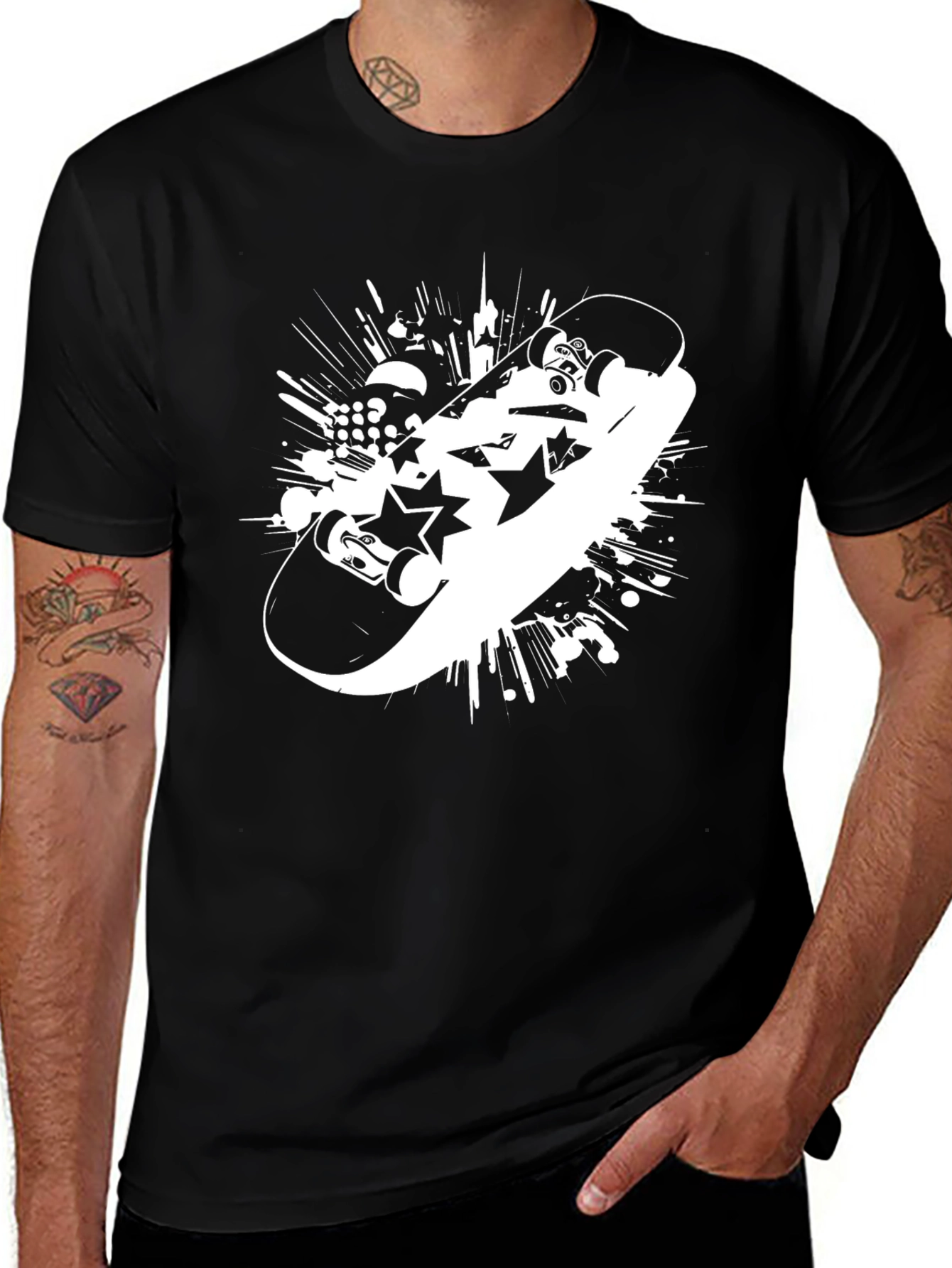 Variant 23 of Skateboard Graphic Tee - Trendy Black T-Shirt