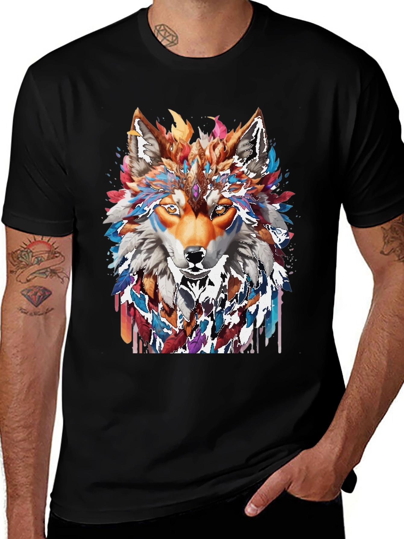 Variant 24 of Wolf Spirit Graphic Tee - Artistic Animal Design