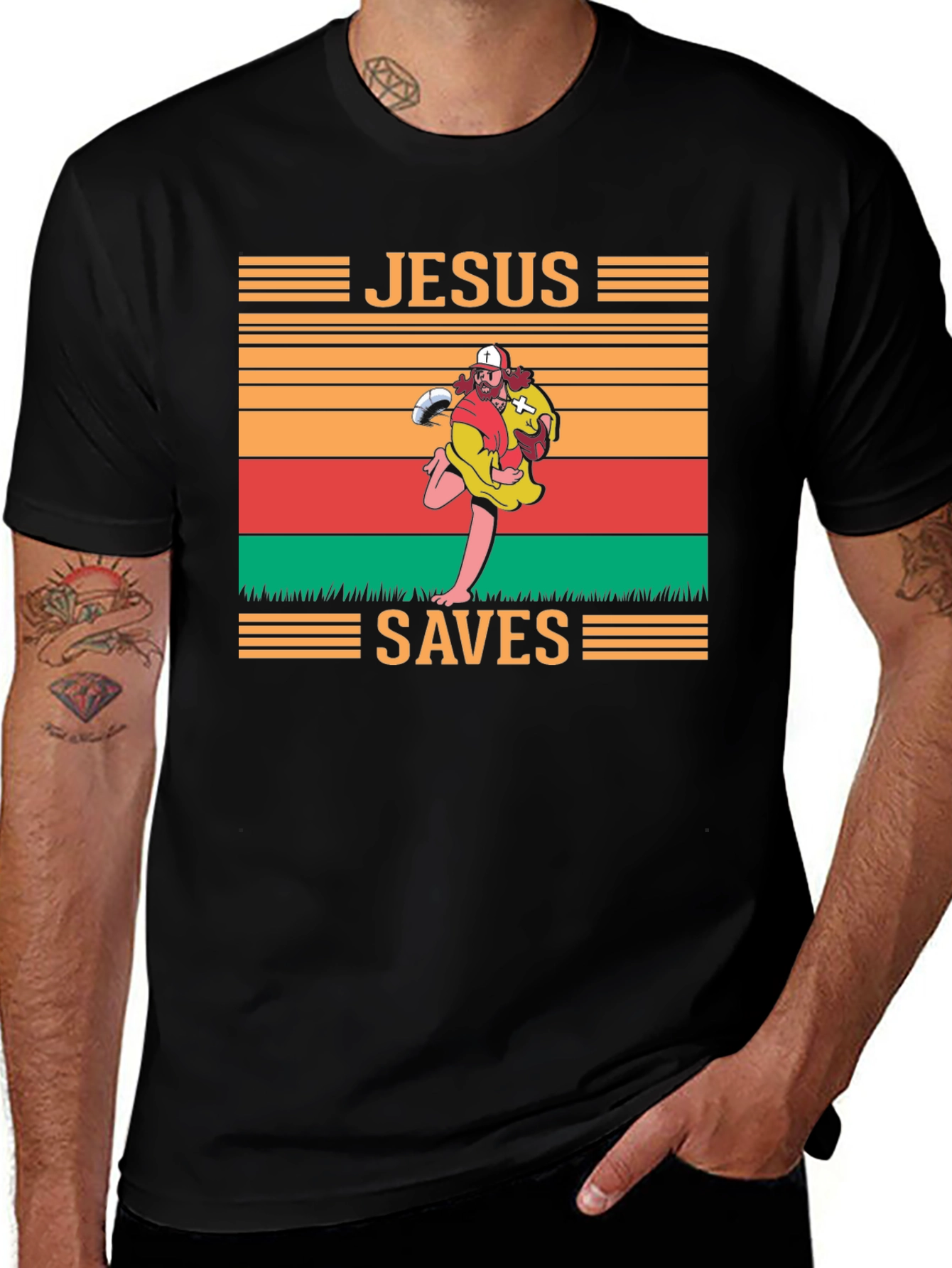 Variant 5 of Jesus Saves T-Shirt - Baseball Pitcher Graphic Tee