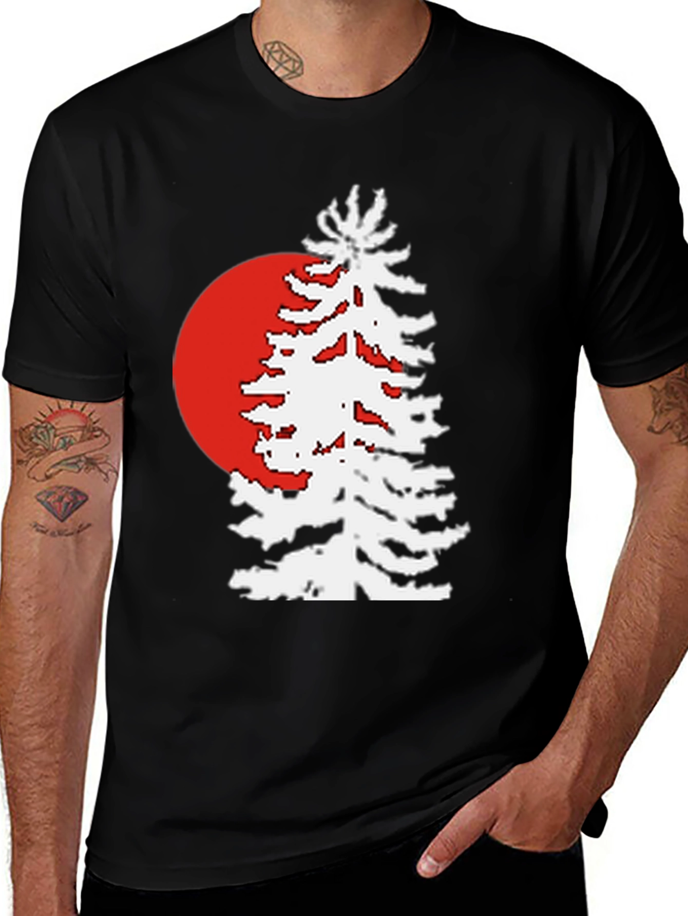 Variant 23 of Retro Sunset Pine Tree Graphic Tee