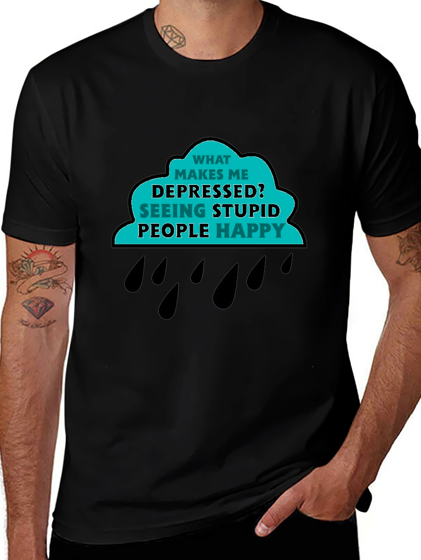 Variant 28 of Depressed Seeing Stupid People T-Shirt - Funny Sarcastic Tee