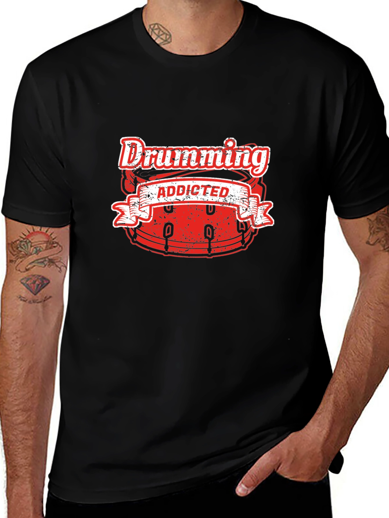 Variant 30 of Drumming Addicted Black T-Shirt