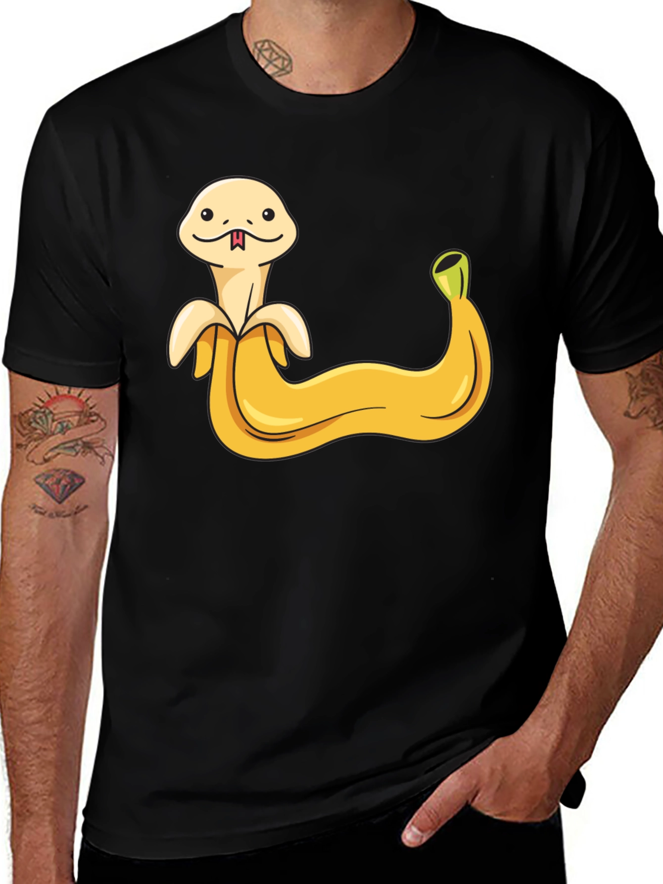 Banana Snake Graphic Tee - Funny Fruit Serpent Shirt