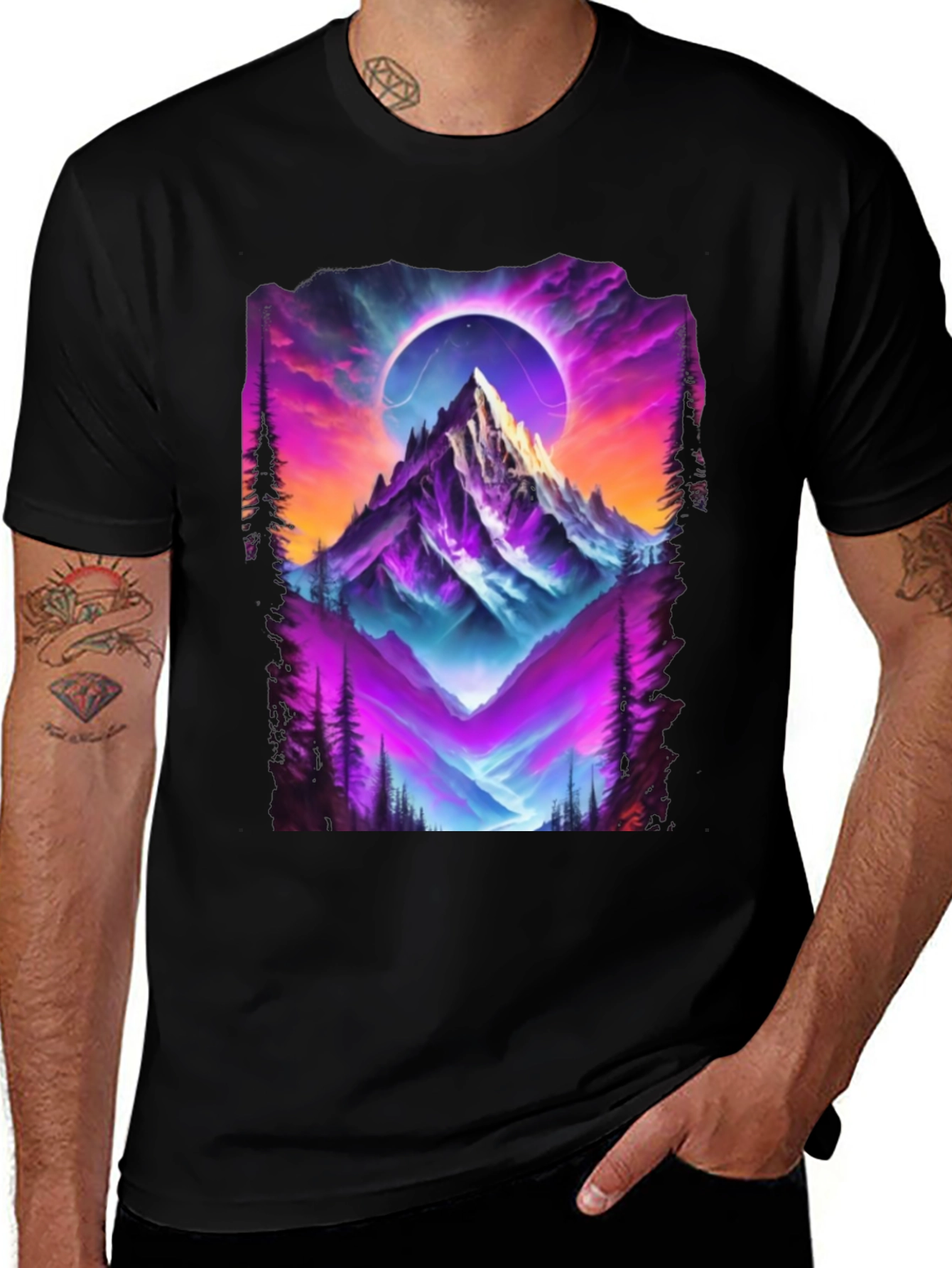 Variant 5 of Mountain Eclipse Graphic Tee - Vivid Design