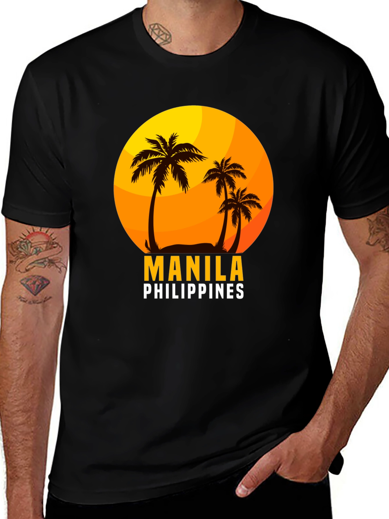 Manila Philippines Palm Sunset Graphic T-Shirt