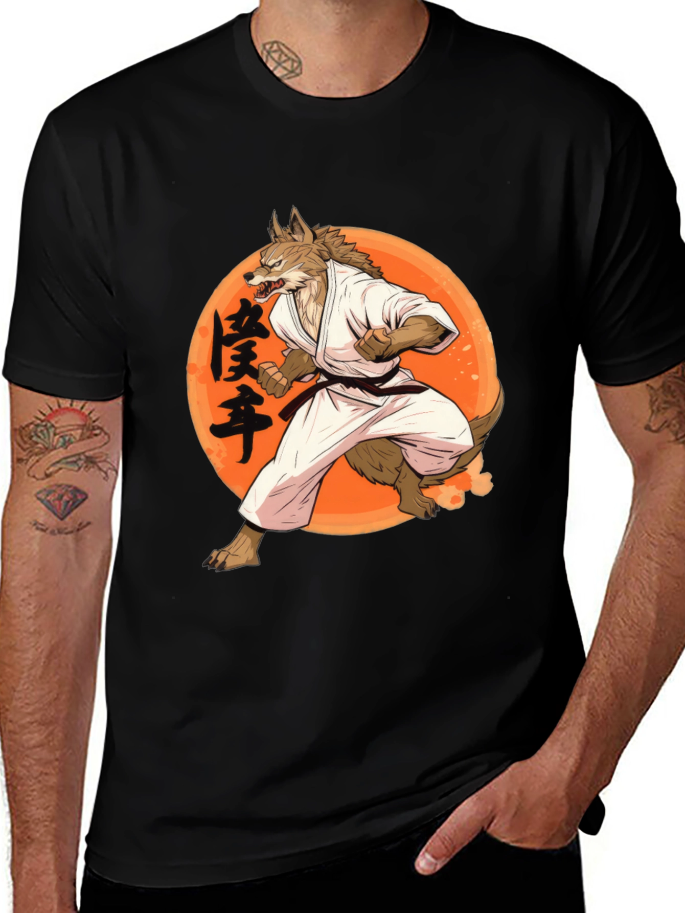 Variant 9 of Wolf Karate Graphic Tee - Unique Martial Arts Shirt
