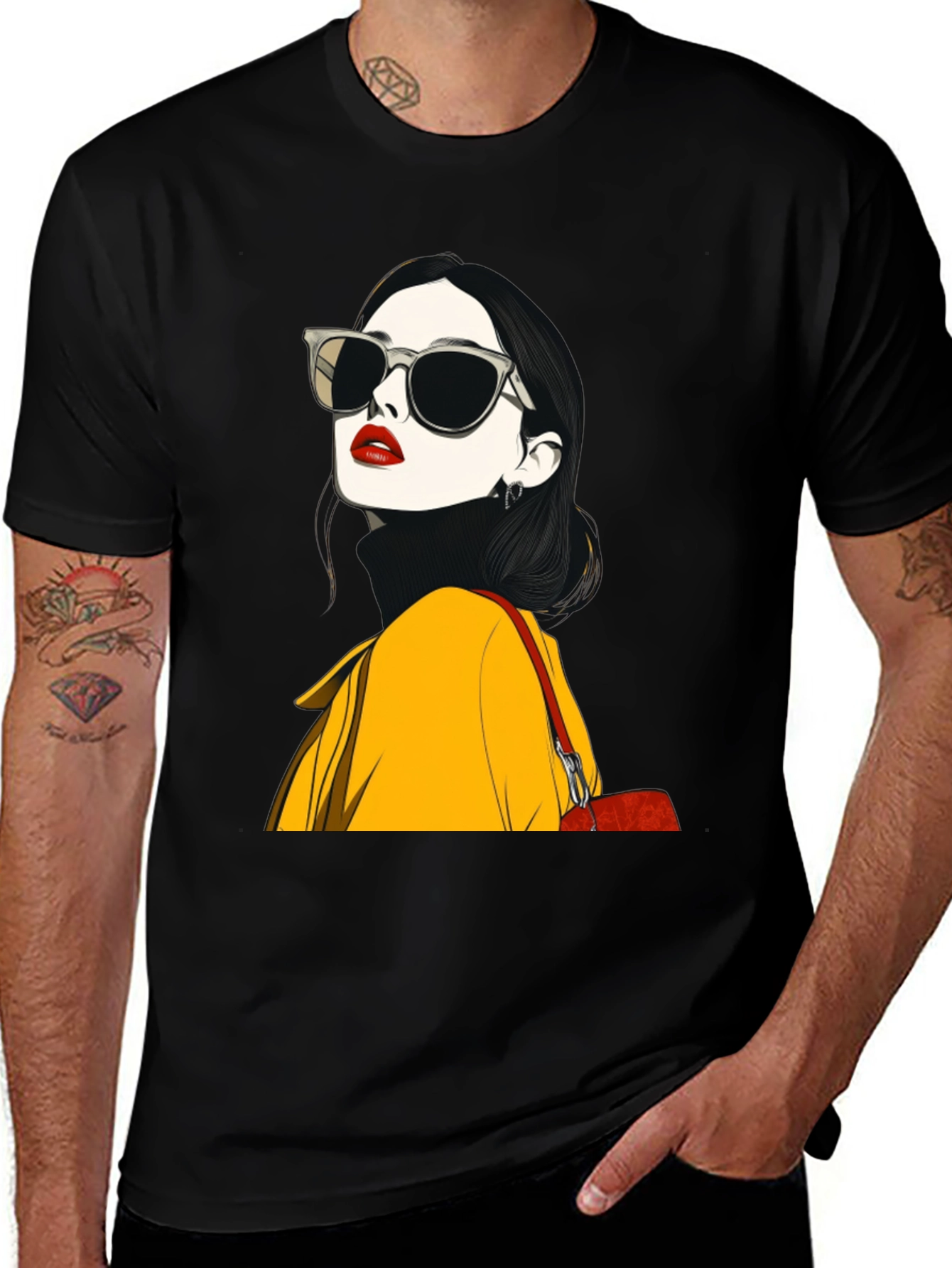 Stylish Woman Graphic Tee - Black Casual T-Shirt