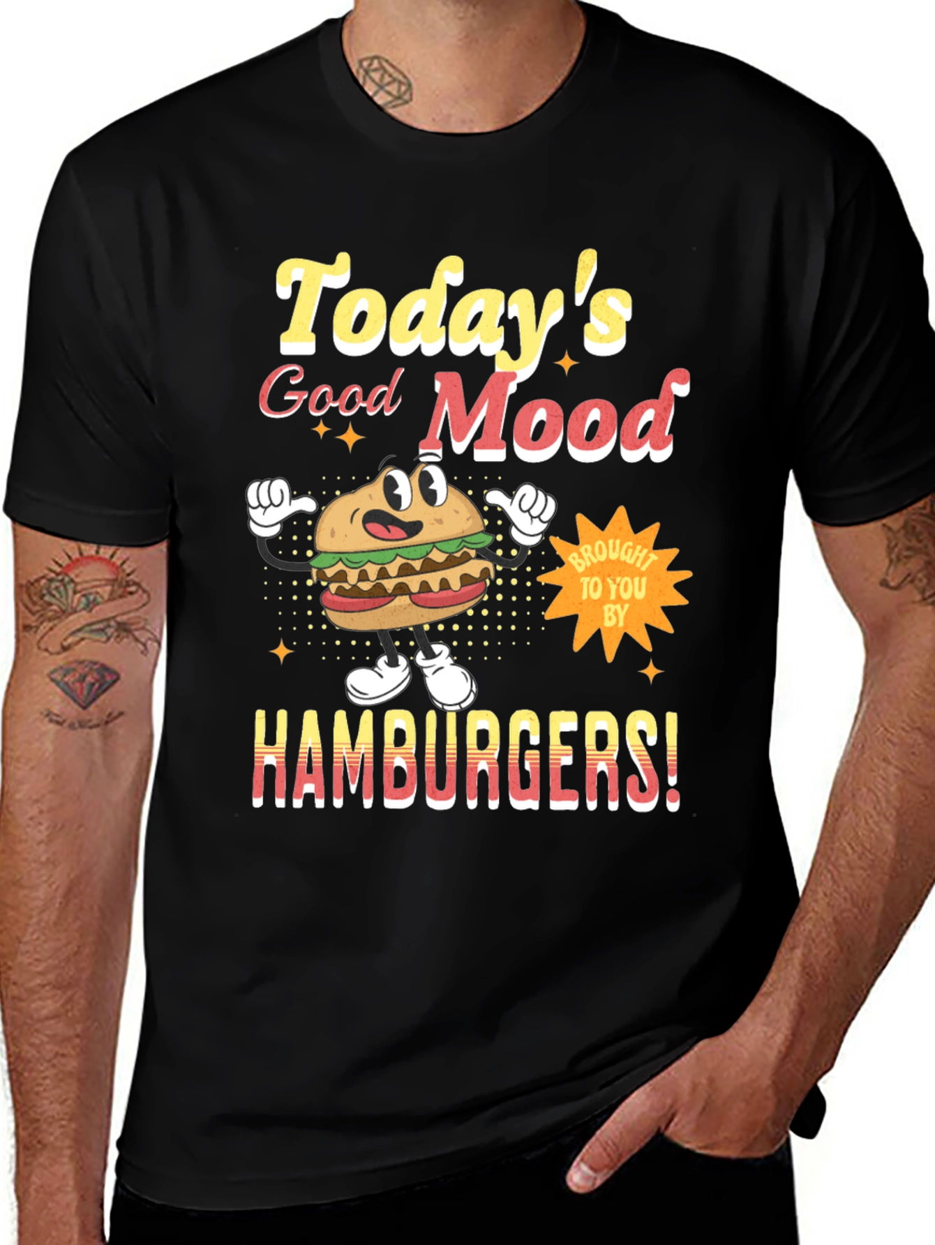 Variant 17 of Today's Good Mood Hamburgers Black Graphic Tee