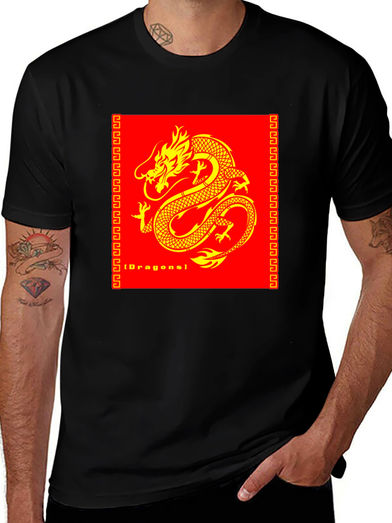 Variant 14 of Dragon Graphic Print Black T-Shirt