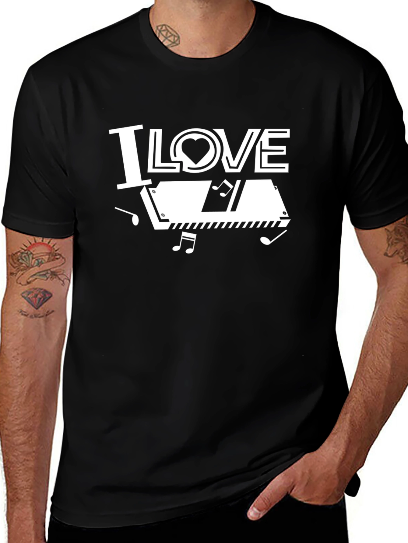 Variant 27 of I Love Accordions Black T-Shirt