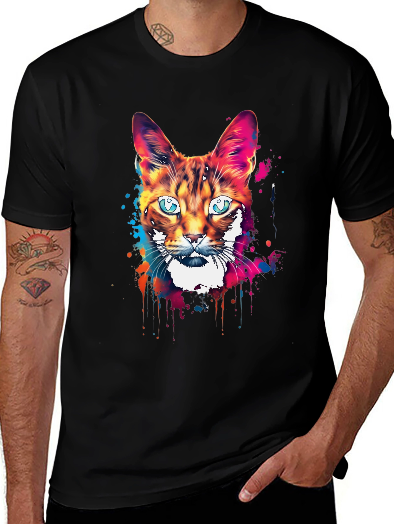 Variant 30 of Colorful Cat Graphic Print T-Shirt