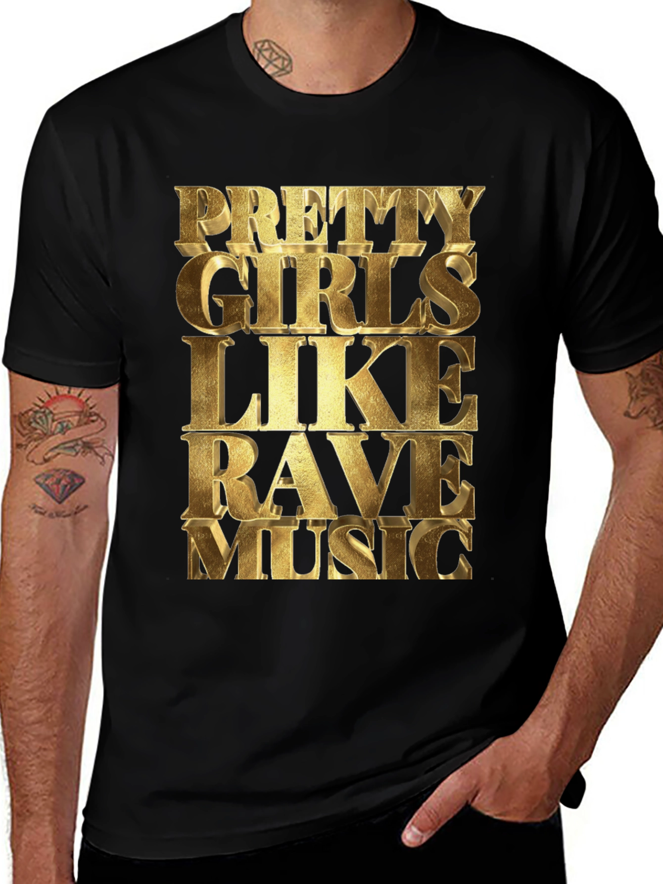 Black Pretty Girls Like Rave Music Black T-Shirt main image