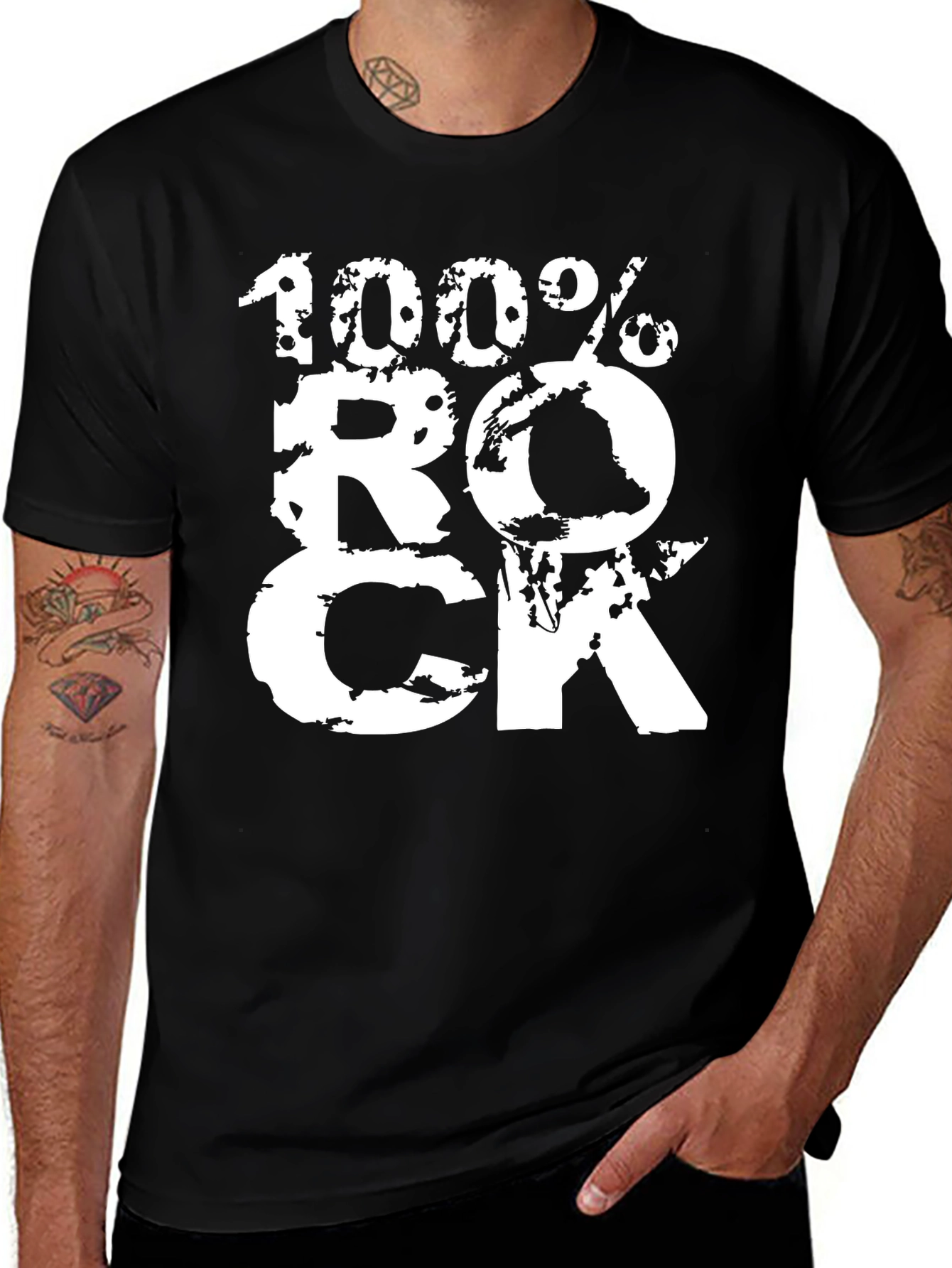 Variant 14 of 100% Rock Black T-Shirt - Grunge Style