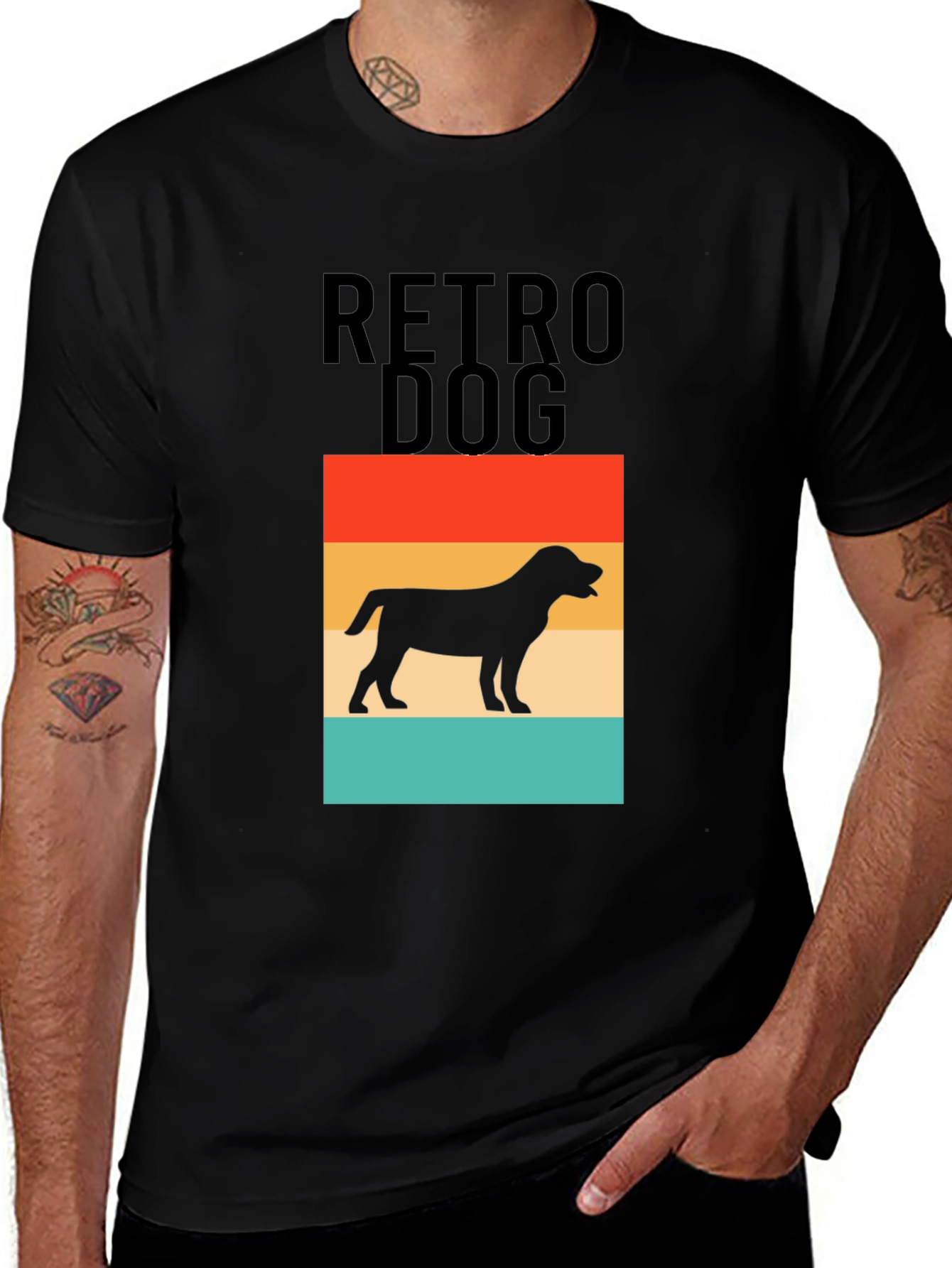 Variant 9 of Retro Dog Graphic Tee - Vintage Style Black T-Shirt