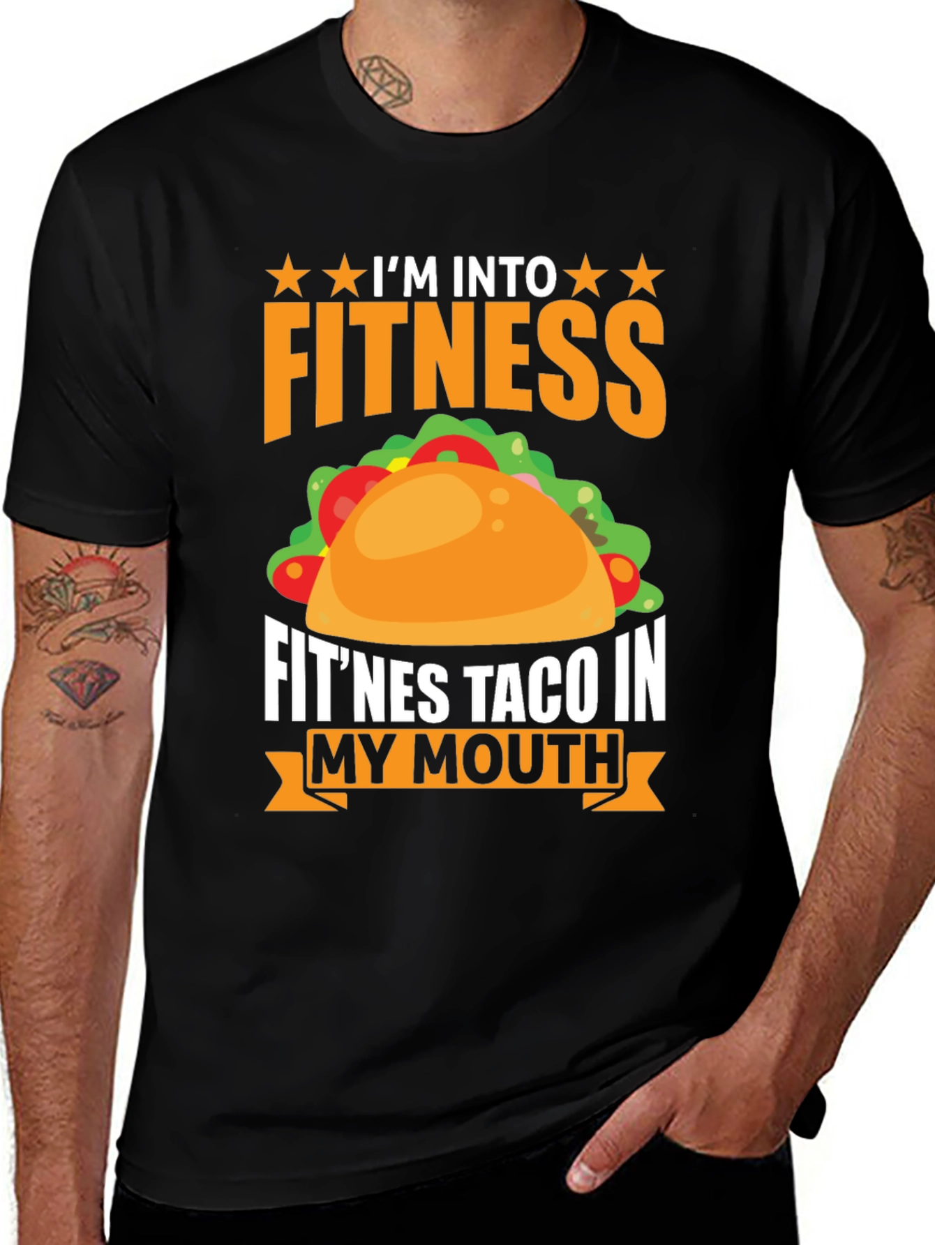 Black Fitness Taco Graphic T-Shirt Funny Foodie Tee main image