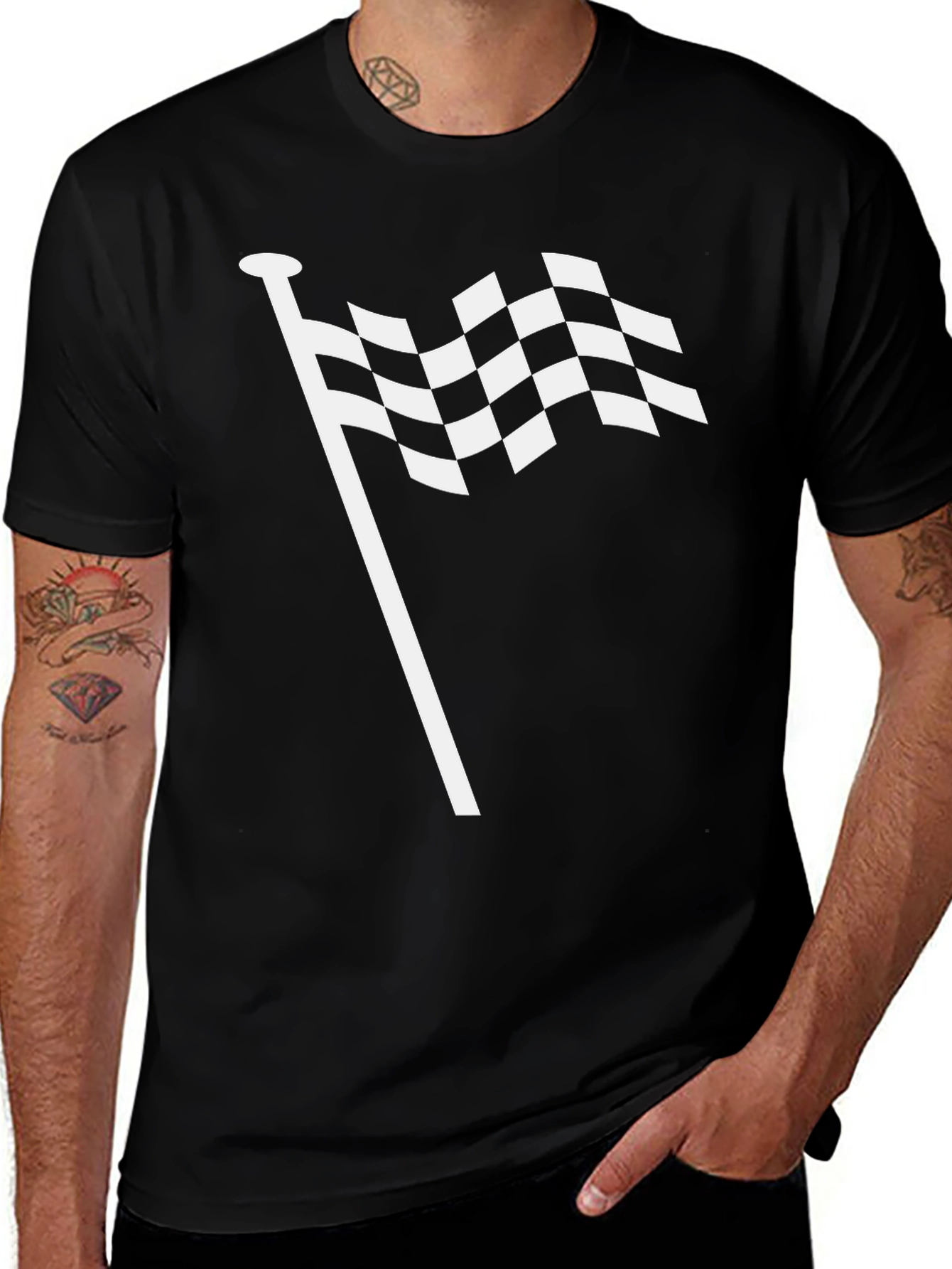 Variant 5 of Racing Flag Graphic Tee - Black
