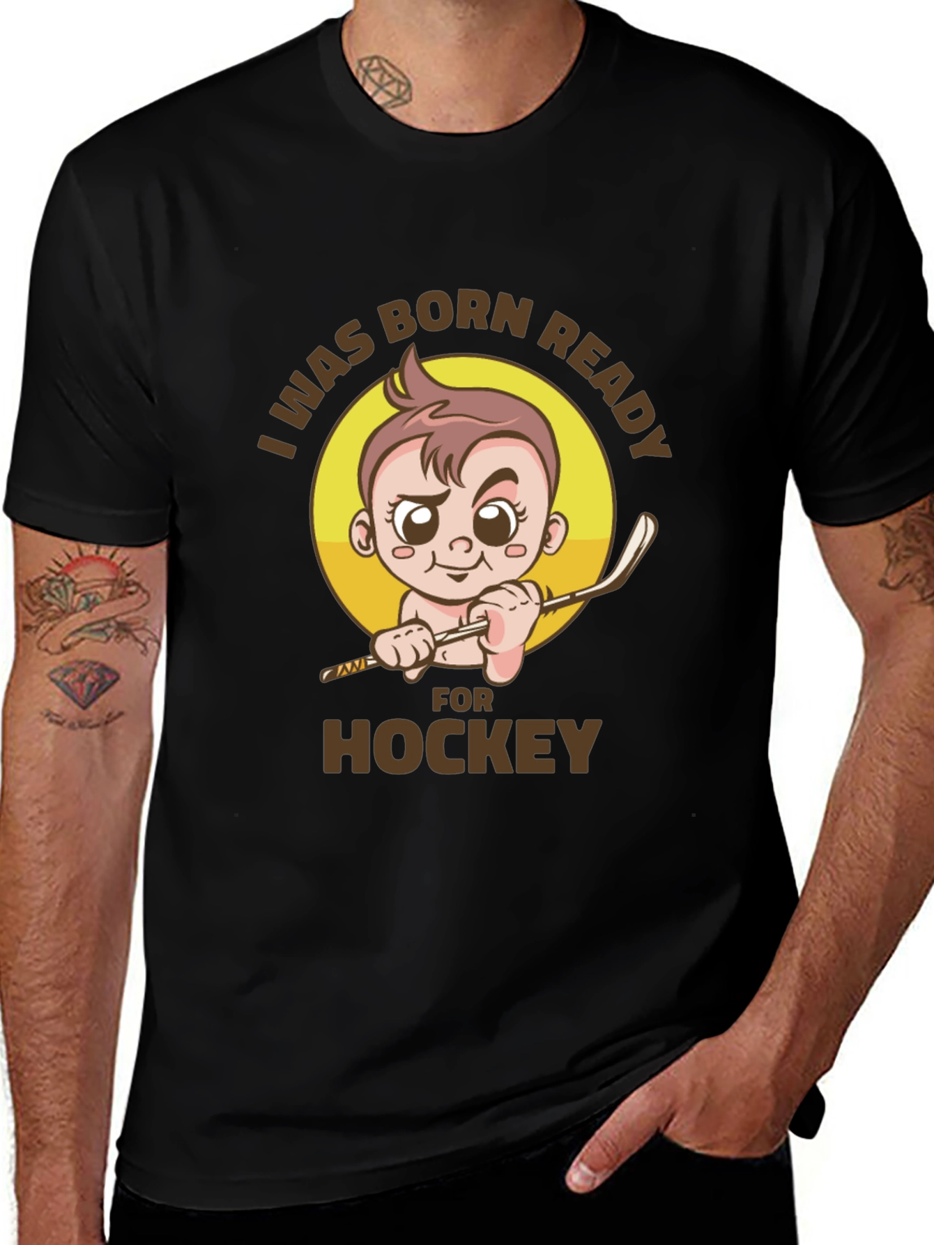 Black Born Ready Hockey T-Shirt - Newborn Athlete main image