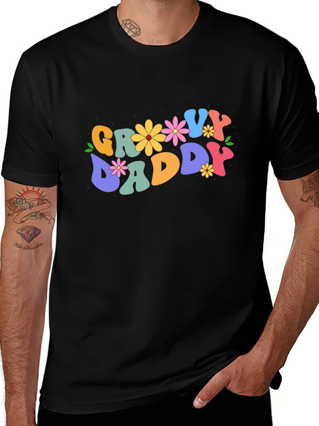 Groovy Daddy Tee - Retro Floral Dad T-Shirt