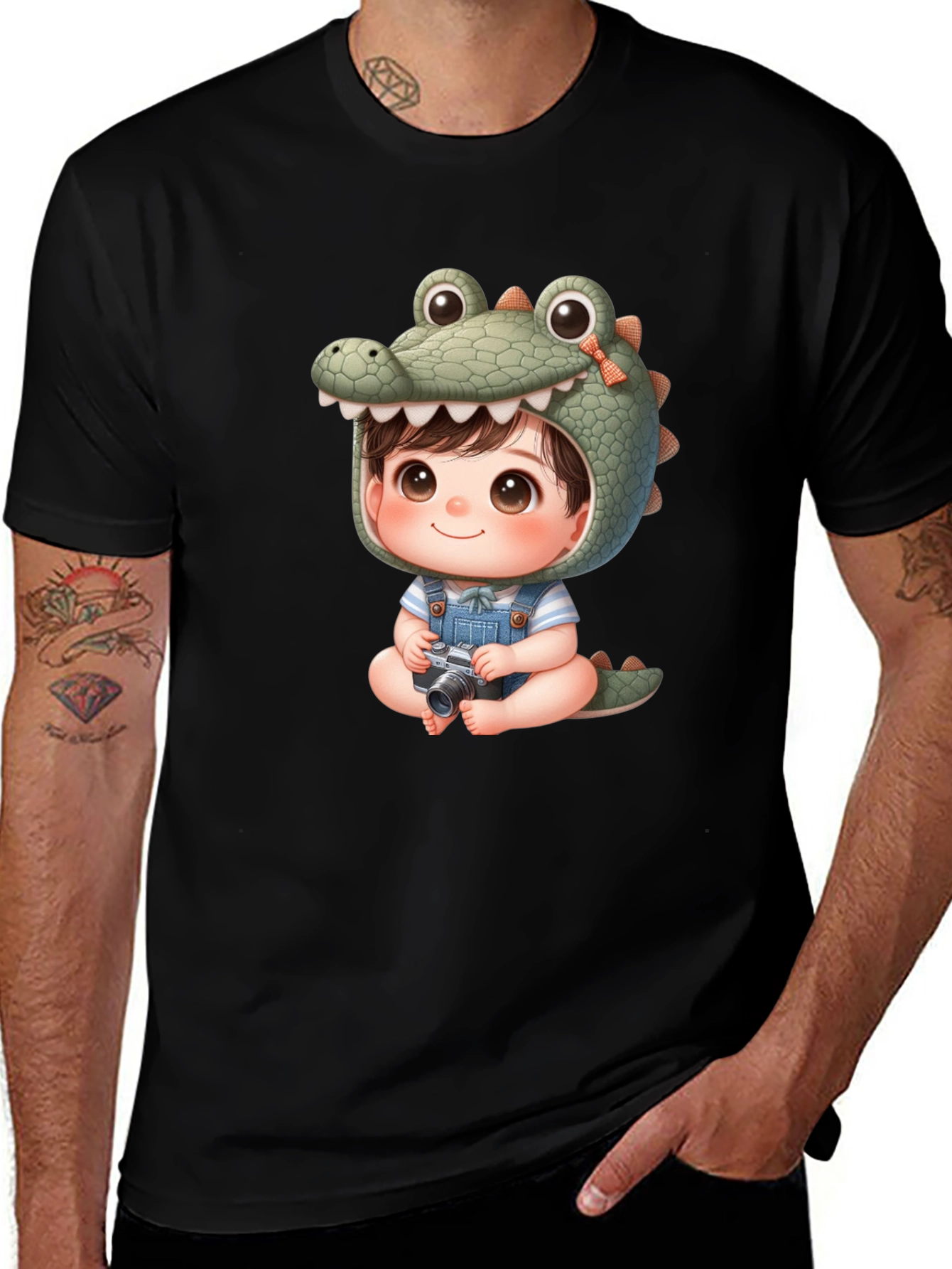 Variant 7 of Cute Cartoon Alligator Baby Tee