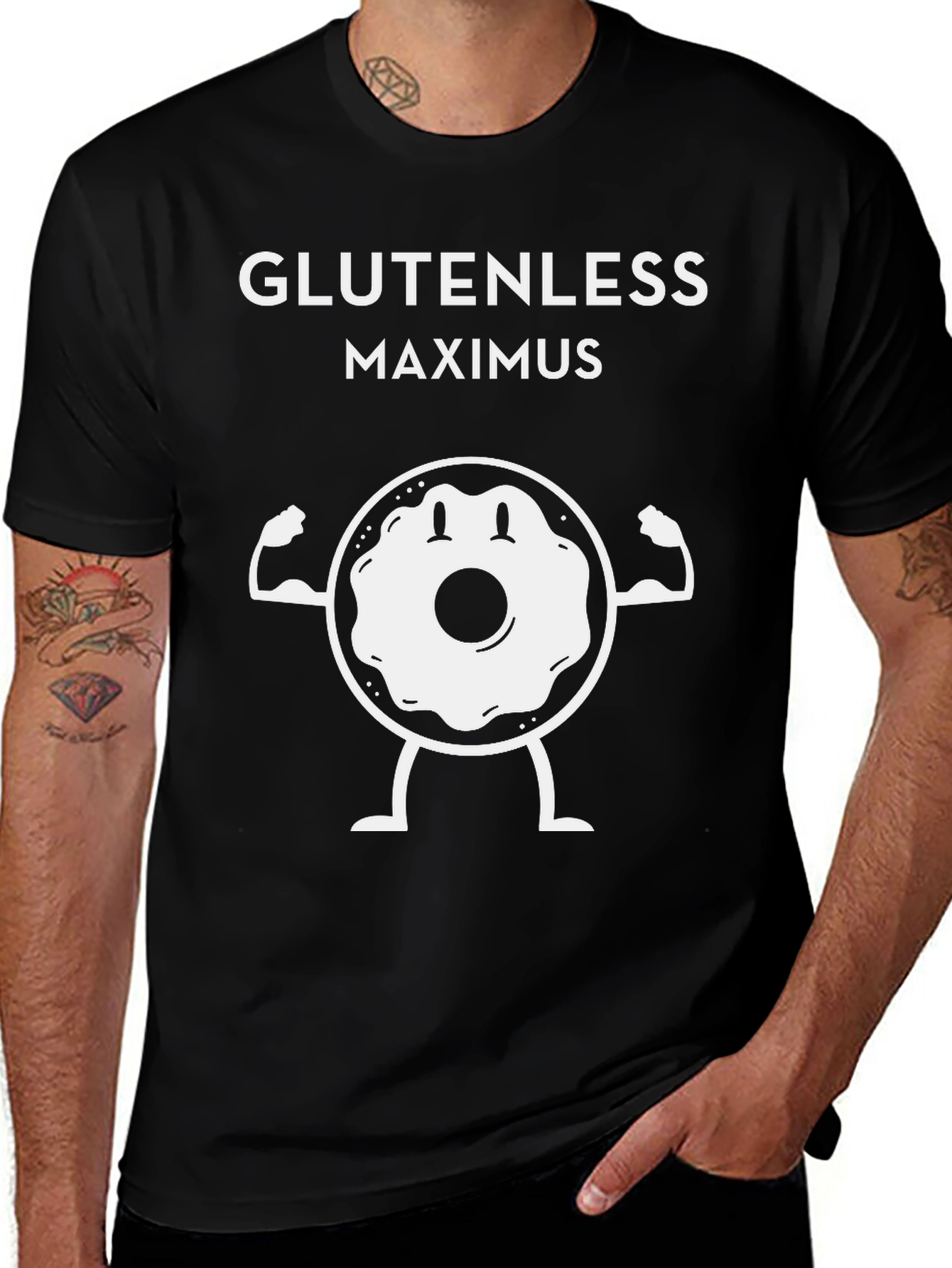 Variant 29 of Glutenless Maximus T-Shirt - Funny Donut Gym Tee