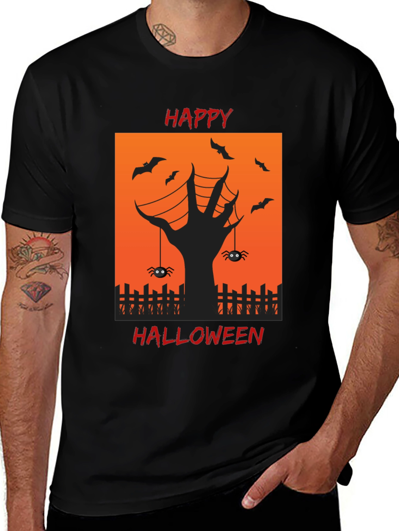 Happy Halloween T-Shirt with Spooky Hand Design