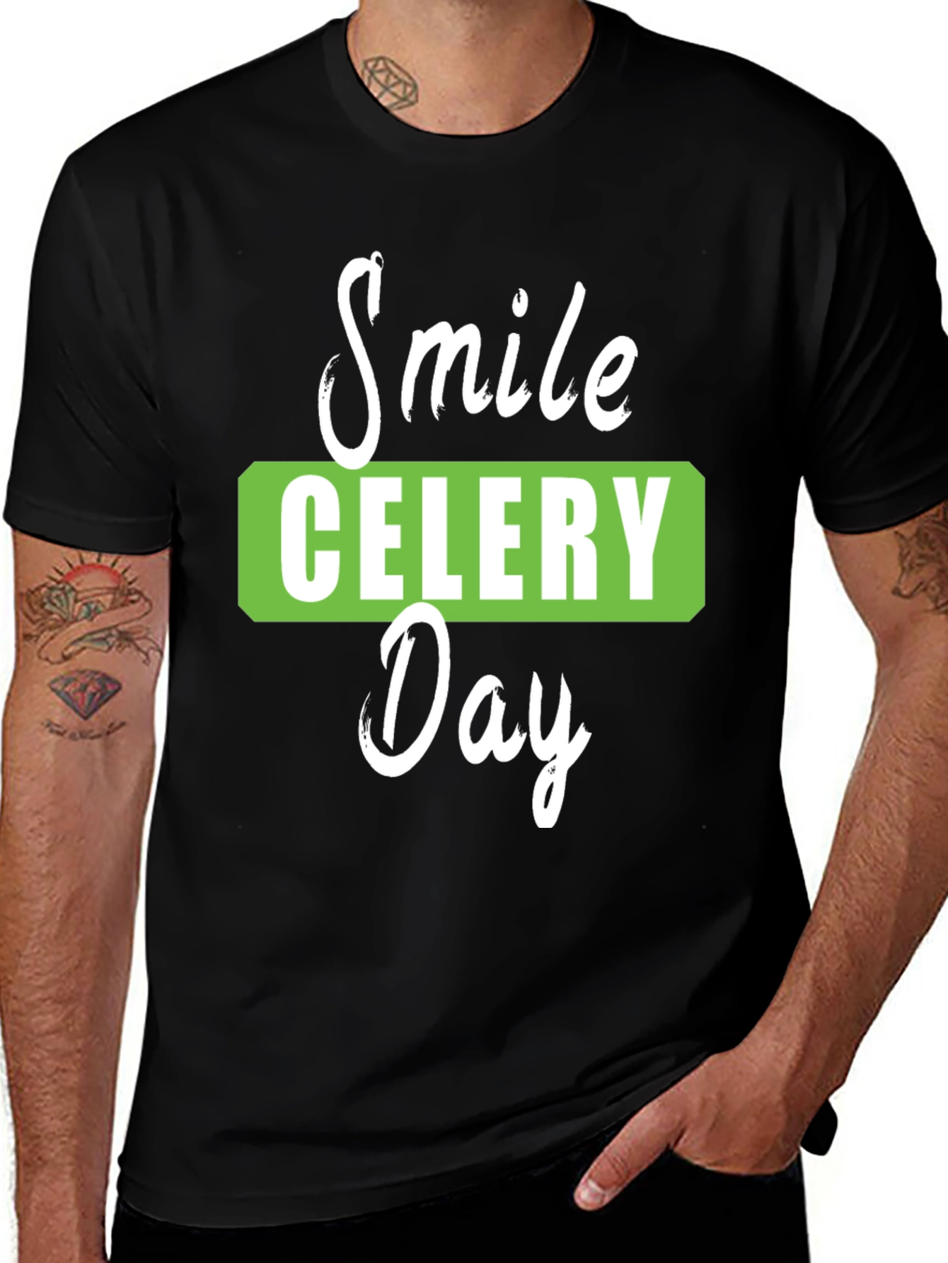 Variant 19 of Smile Celery Day T-Shirt - Black