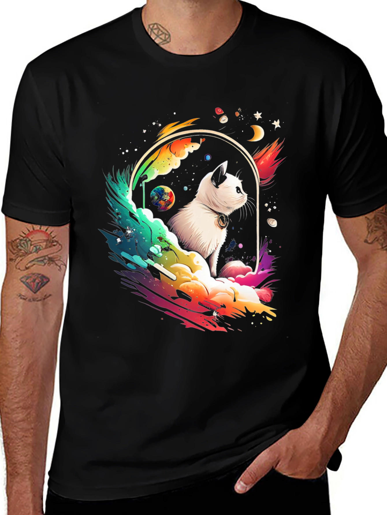 Variant 27 of Cosmic Cat T-Shirt - Galaxy Kitten Tee