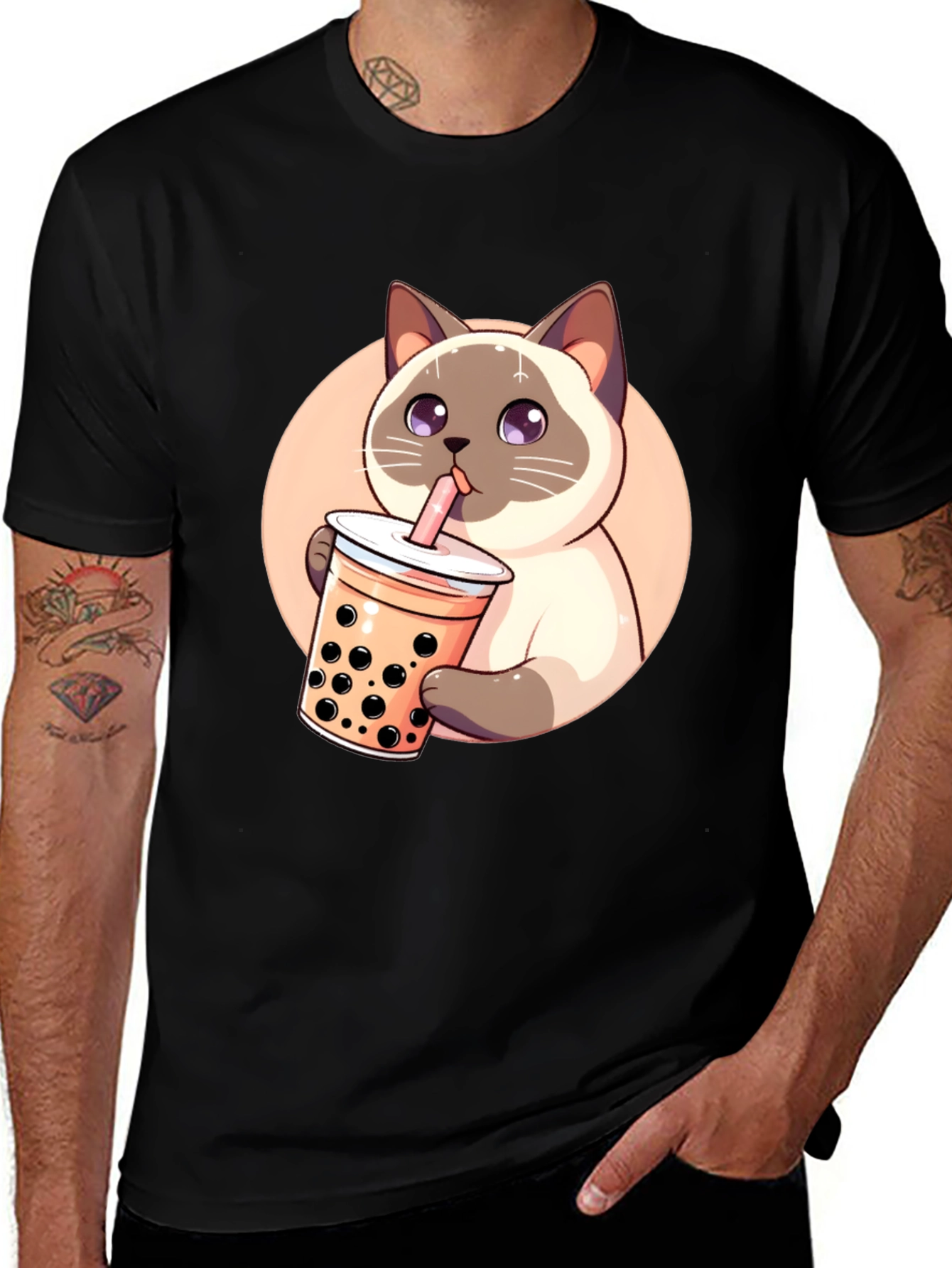 Variant 12 of Cute Cat Boba Tea Graphic T-Shirt