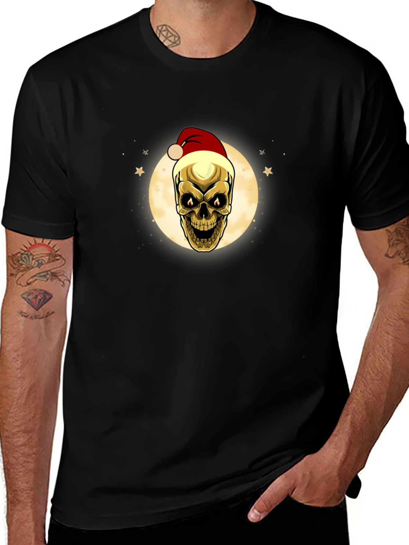 Variant 24 of Skull with Santa Hat Graphic Tee