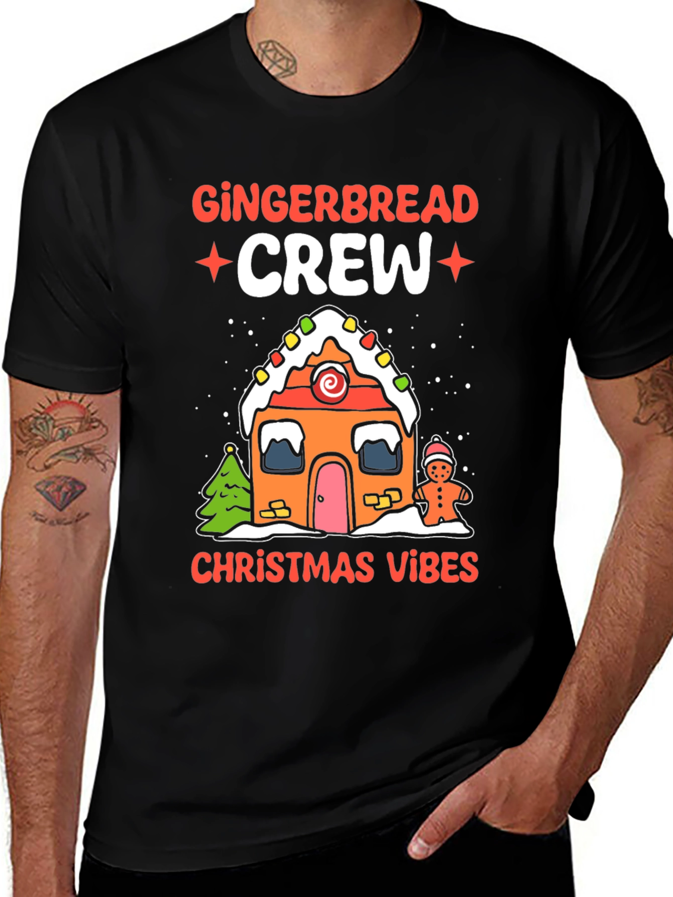 Gingerbread Crew Christmas Vibes Graphic Tee