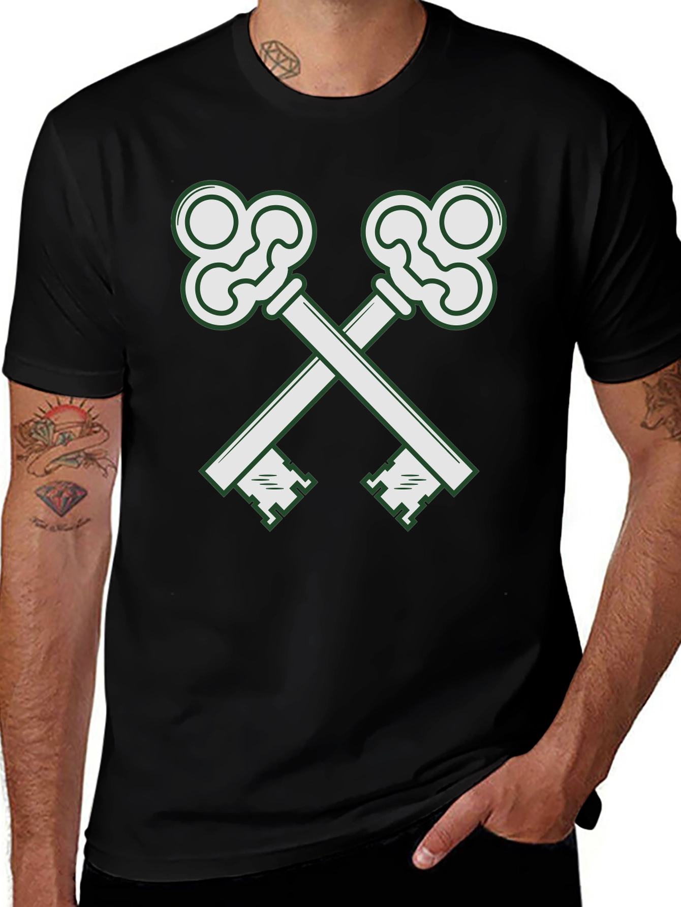 Variant 2 of Crossed Keys Graphic Tee - Black